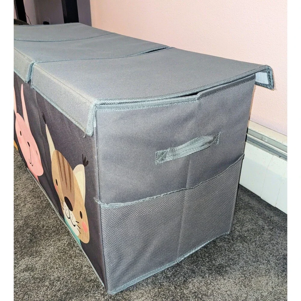 Softowl Collapsible Toy Chest Storage Box Gray Animals Extra Large 37